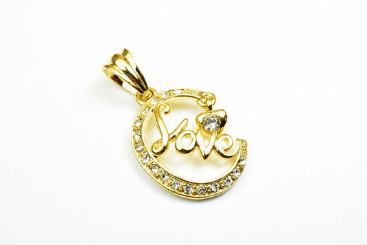 18K Love as Gold Filled* Pendants With CZ Cubic Zirconia Size 27.5x20mm with Heart Charm Valentine's Day Gift For Jewelry Making