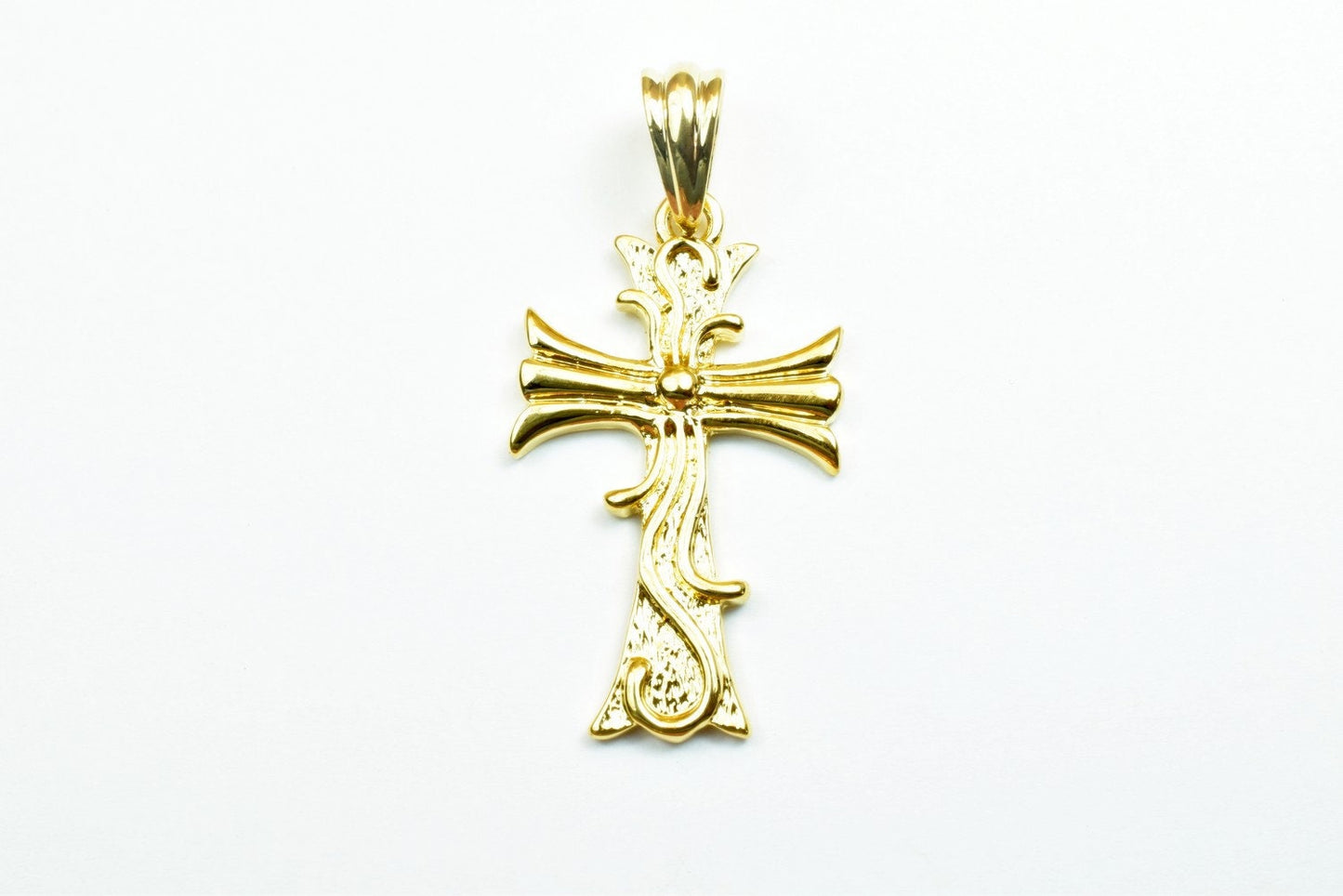 18K as Gold Filled* Cross Pendants Size 38x22mm, Christian Religious Cross Charm, First Communion Baby Baptism For Jewelry Making