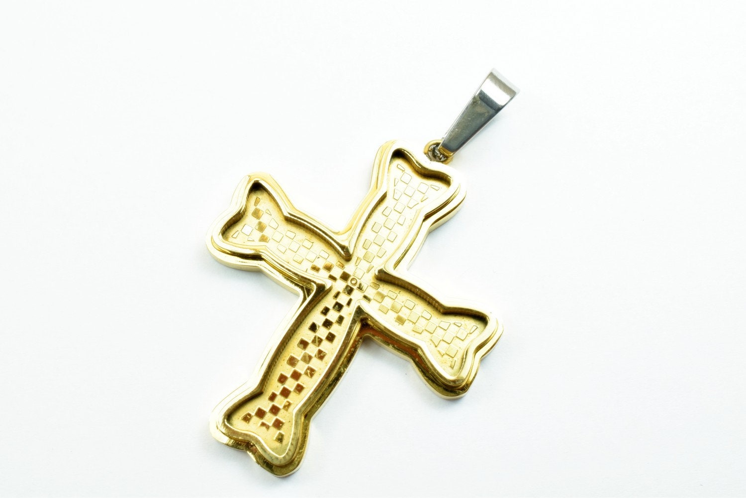 18K Gold Filled Cross Pendant Stainless Steel Size 45x36mm, Thickness 4.5mm Christian Religious Cross For Jewelry Making