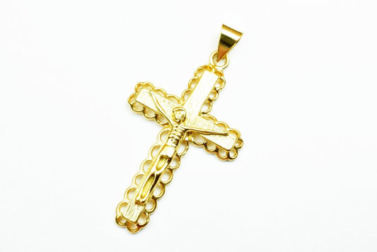 18K as as Gold Filled* tarnish resistant Cross Pendant Charm Jesus Size 50x30mm Christian Religious Cross For Jewelry Making