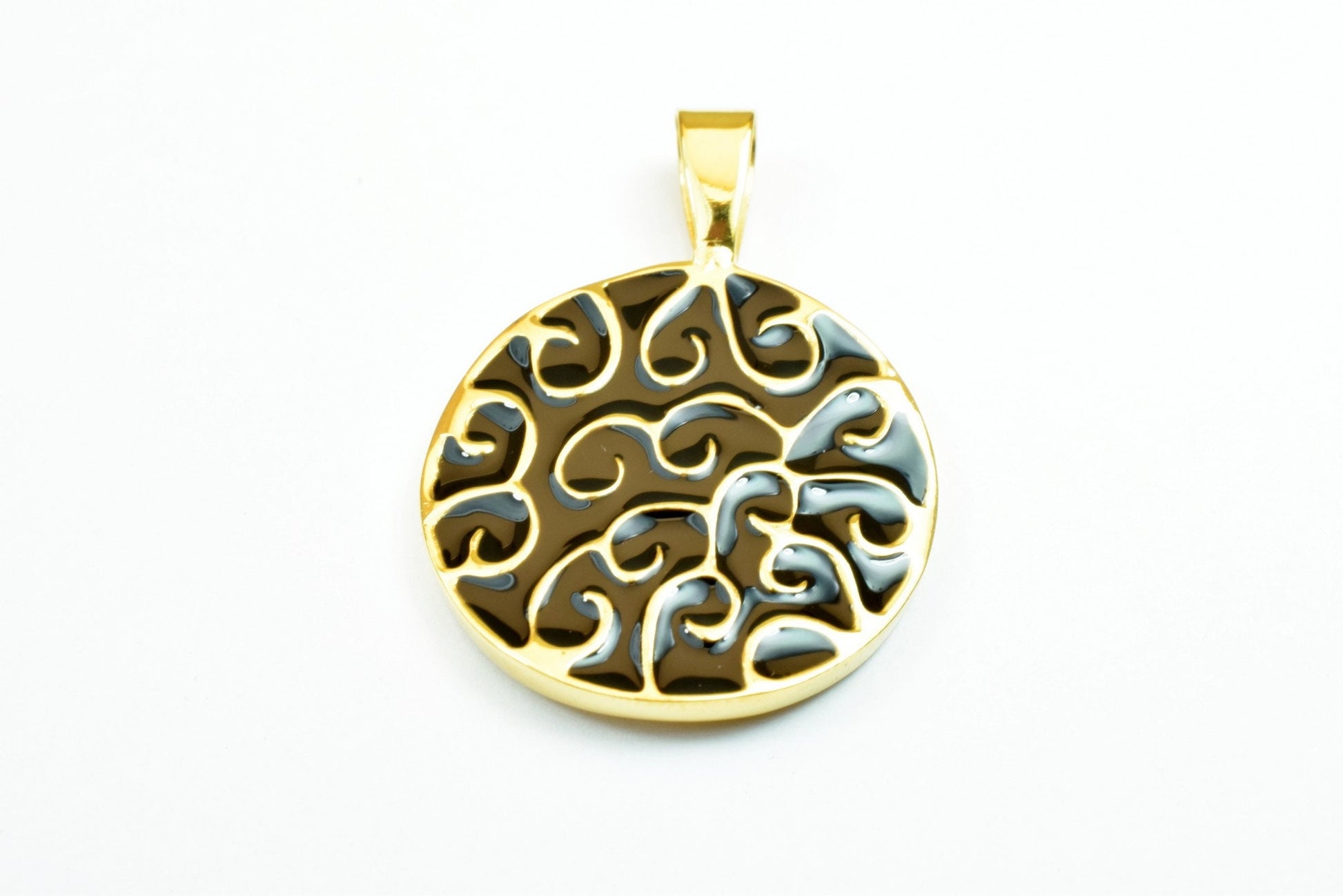 18K as Gold Filled* Black Irish Celtic Stainless Steel Pendant OR White as Gold Filled* Charm Size 36x26mm For Jewelry Making