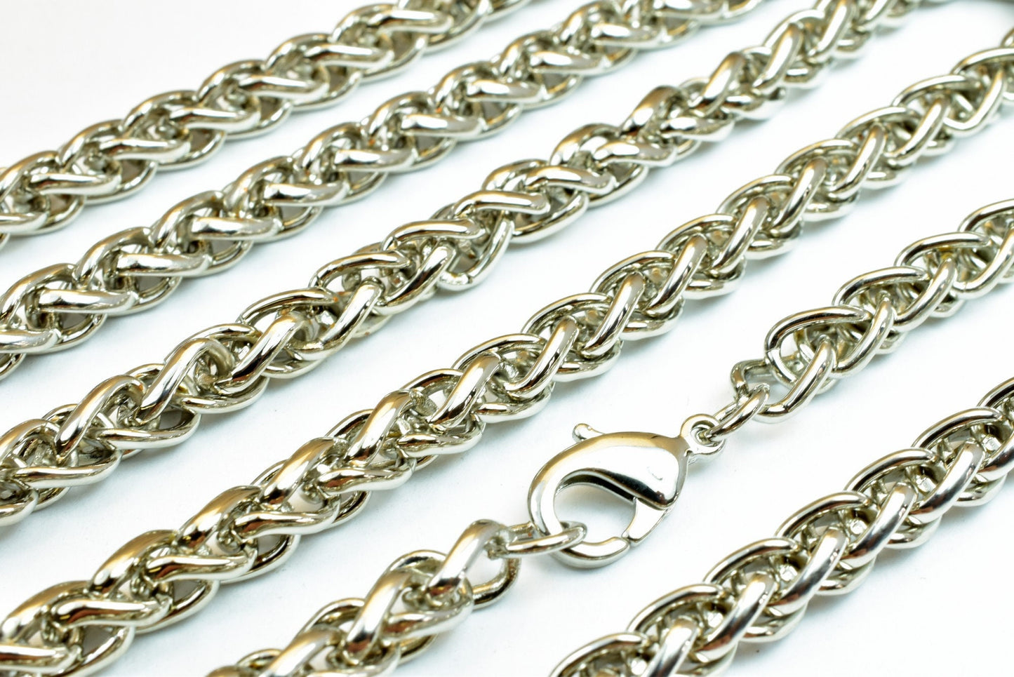 Spiga or Wheat Rhodium Filled White Gold Filled Chain 22" Inch CS5 For Jewelry Making