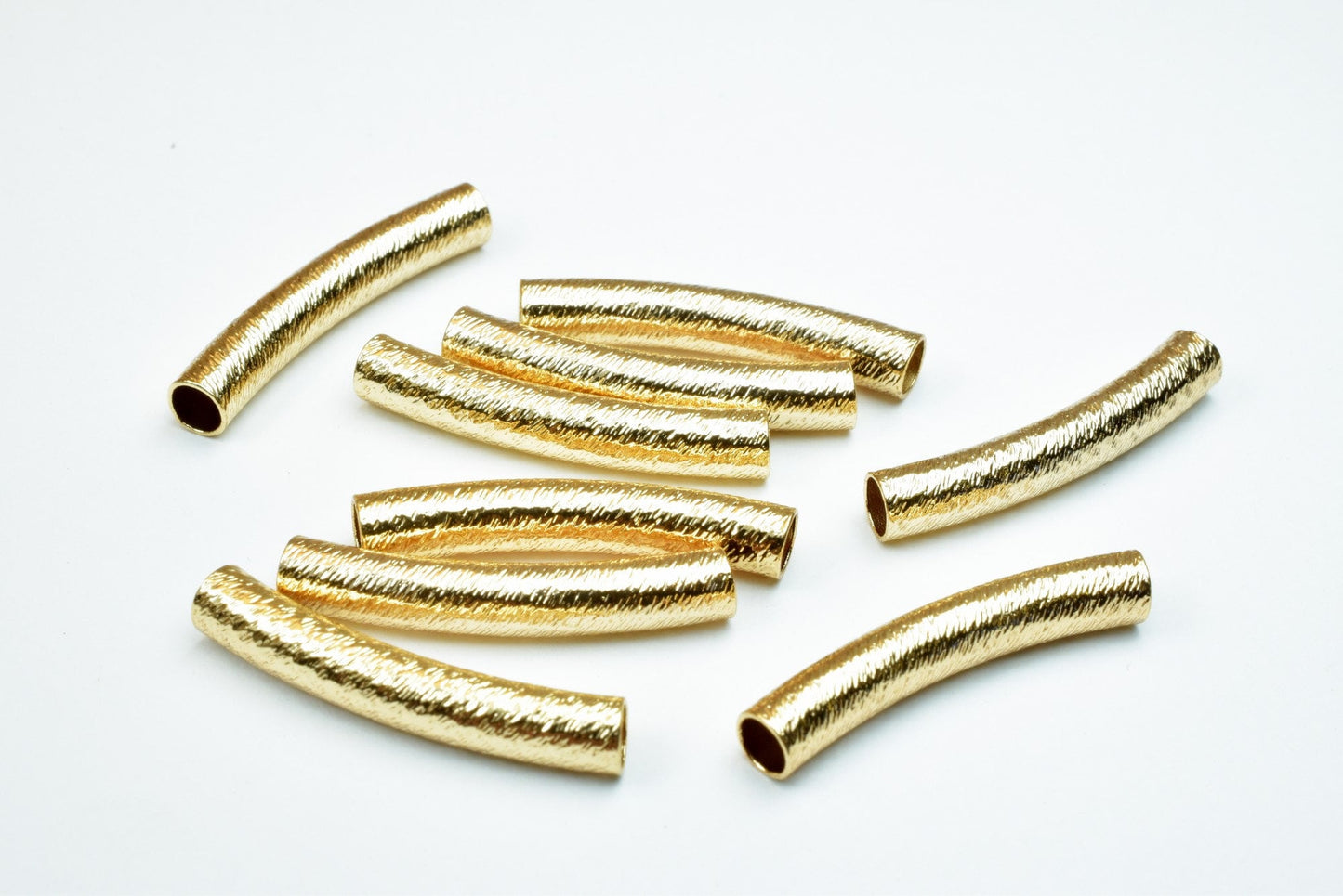 4x25mm 18K Gold Filled EP tarnish resistant Diamond Cut Curve Tube Finding For Jewelry Making GF1668A