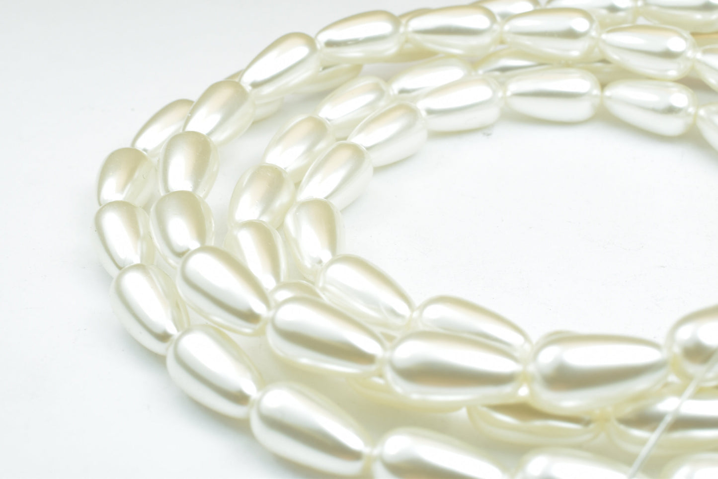 Tear Drop 74 PCs 12x6mm Plastic Pearl White Wedding Pearl Beads on a Spool, Roll, Acrylic Beaded Garland Strand Item# 789222078546