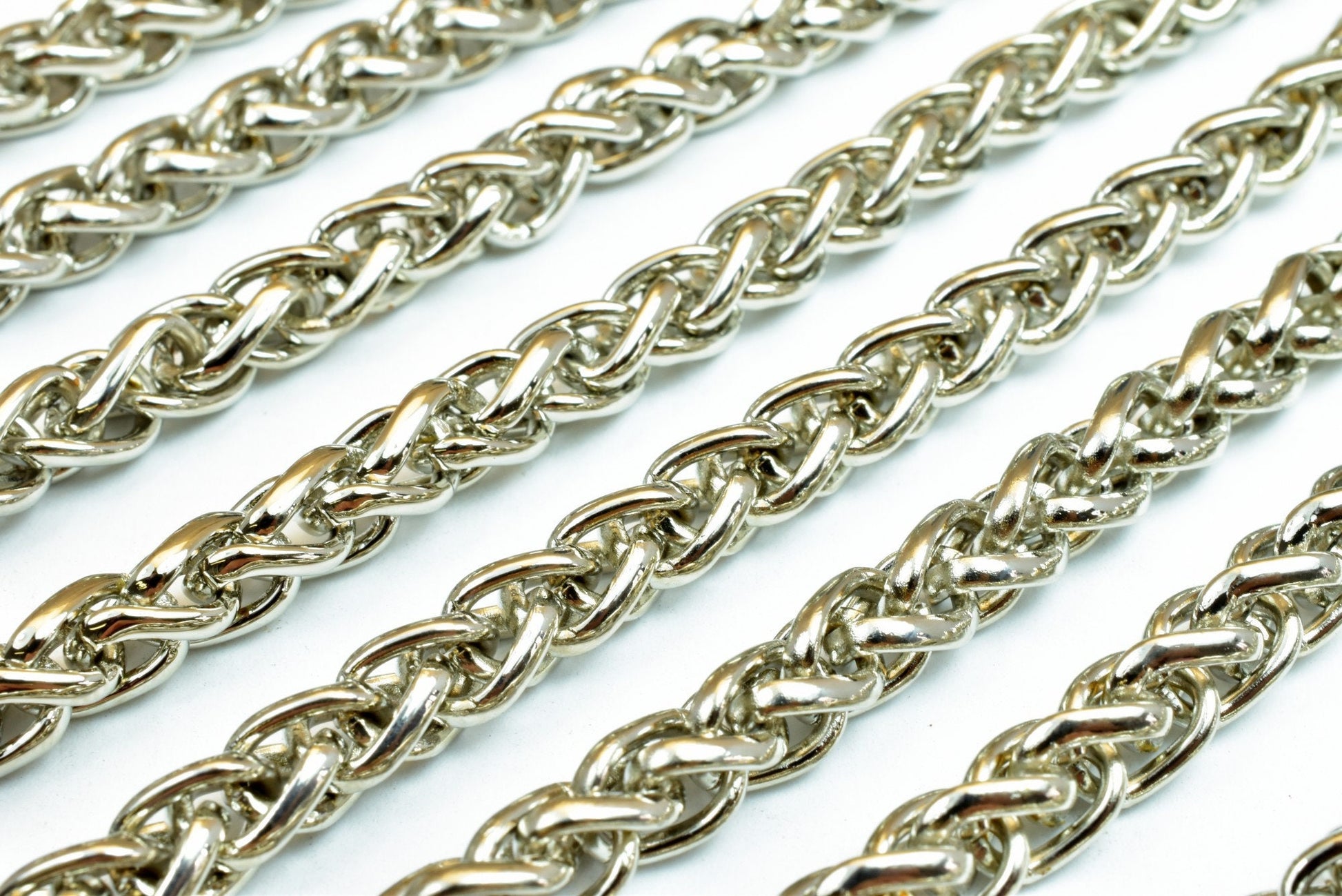 Spiga or Wheat Rhodium Filled White Gold Filled Chain 22" Inch CS5 For Jewelry Making