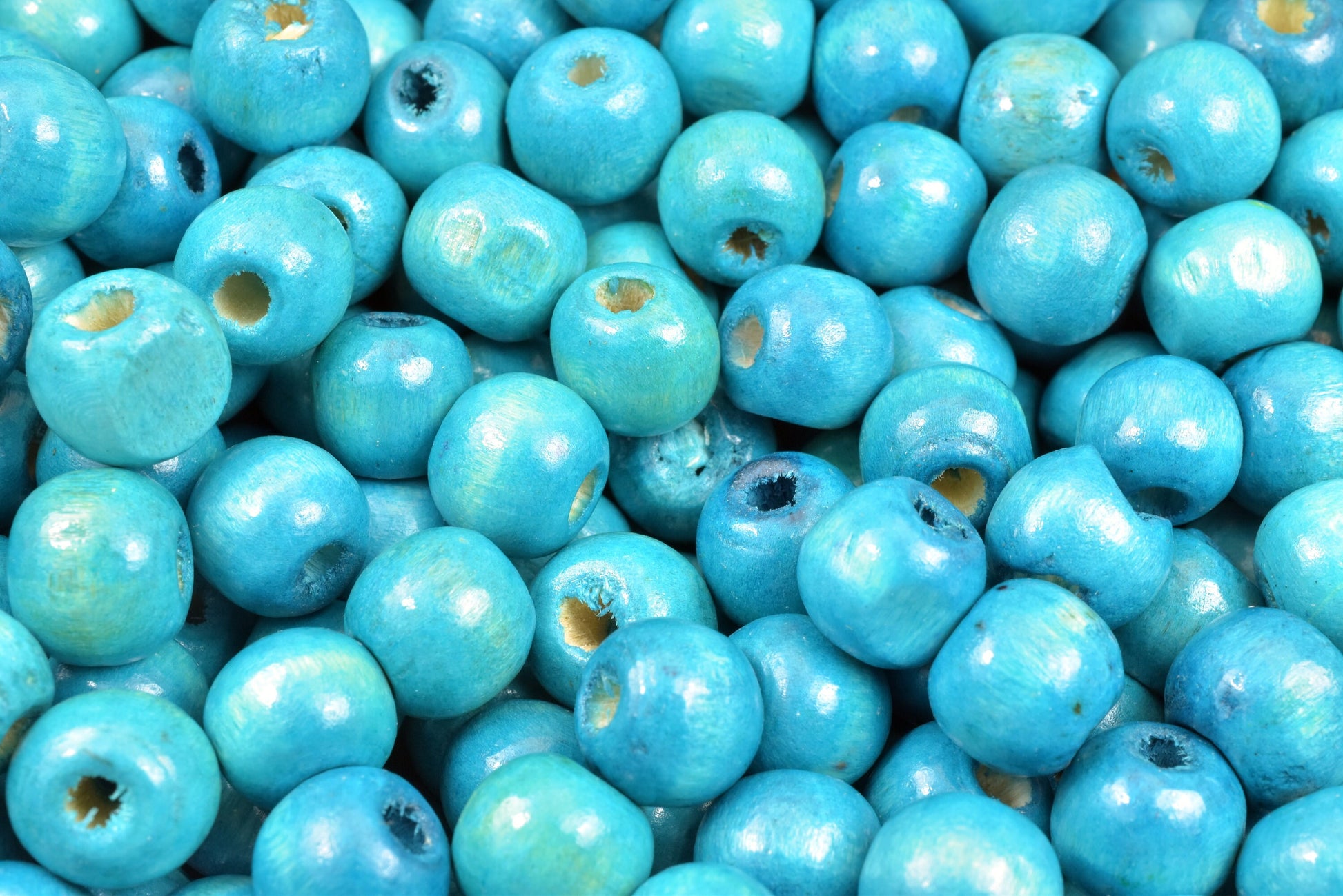 Turquoise Wood Round Beads Sizes 10mm Hole Size 2-3mm, 1300 PCs, (Blue-Green) Finding Parts For Jewelry Making