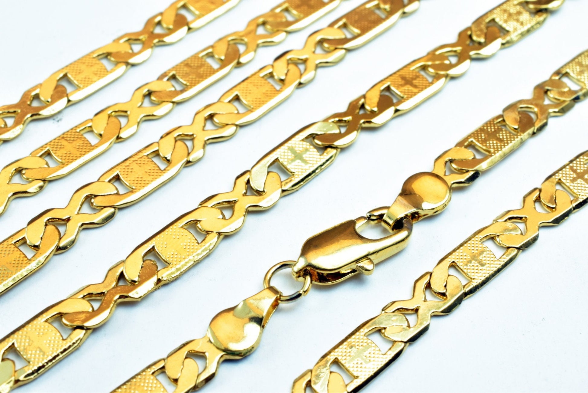 18K Gold Filled EP Anchor/Mariner/Rambo Chain Diamond Cut Style 17" Inches Long Width 5mm/Thickness 1mm/ Findings for Jewelry Making CG478