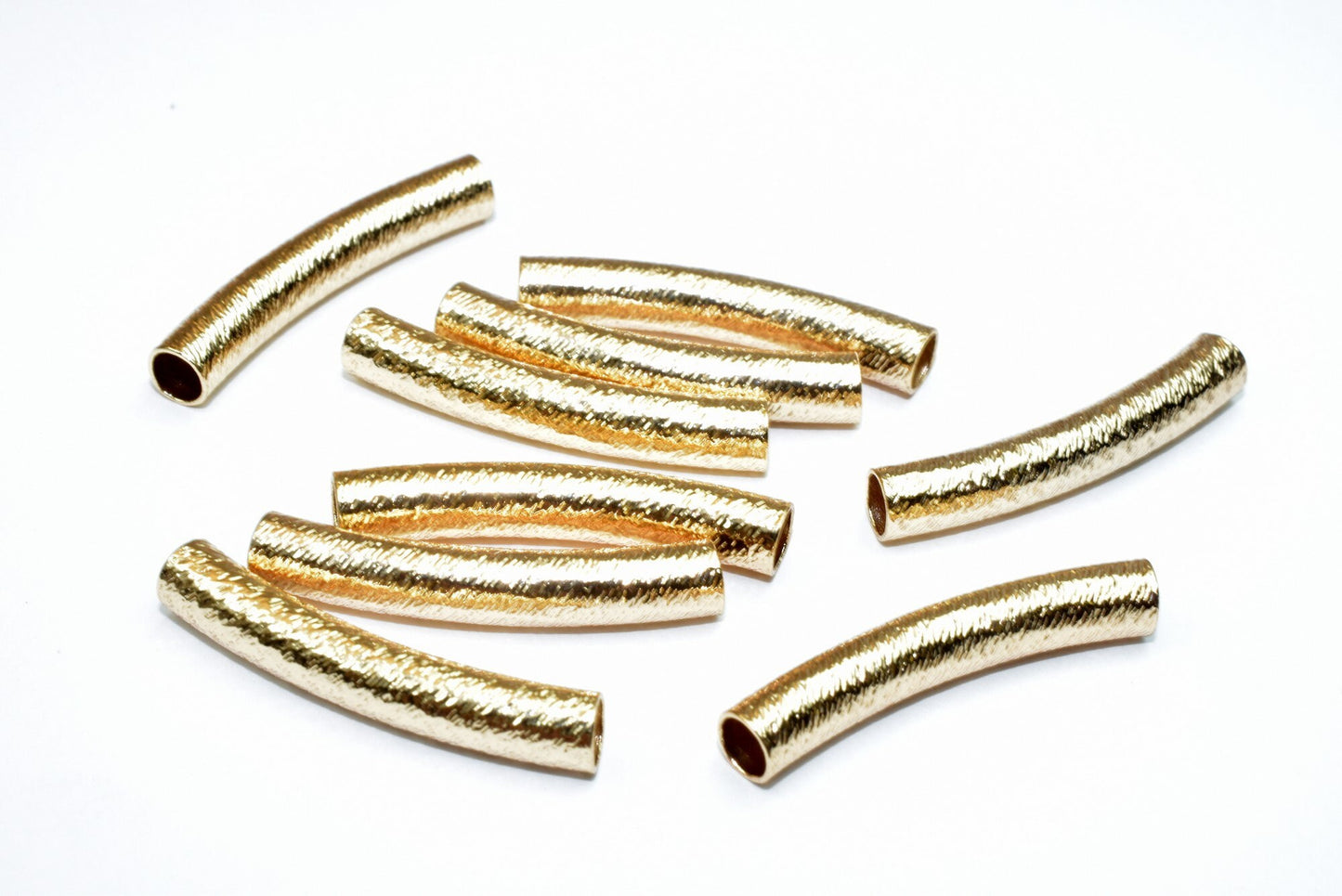 4x25mm 18K Gold Filled EP tarnish resistant Diamond Cut Curve Tube Finding For Jewelry Making GF1668A