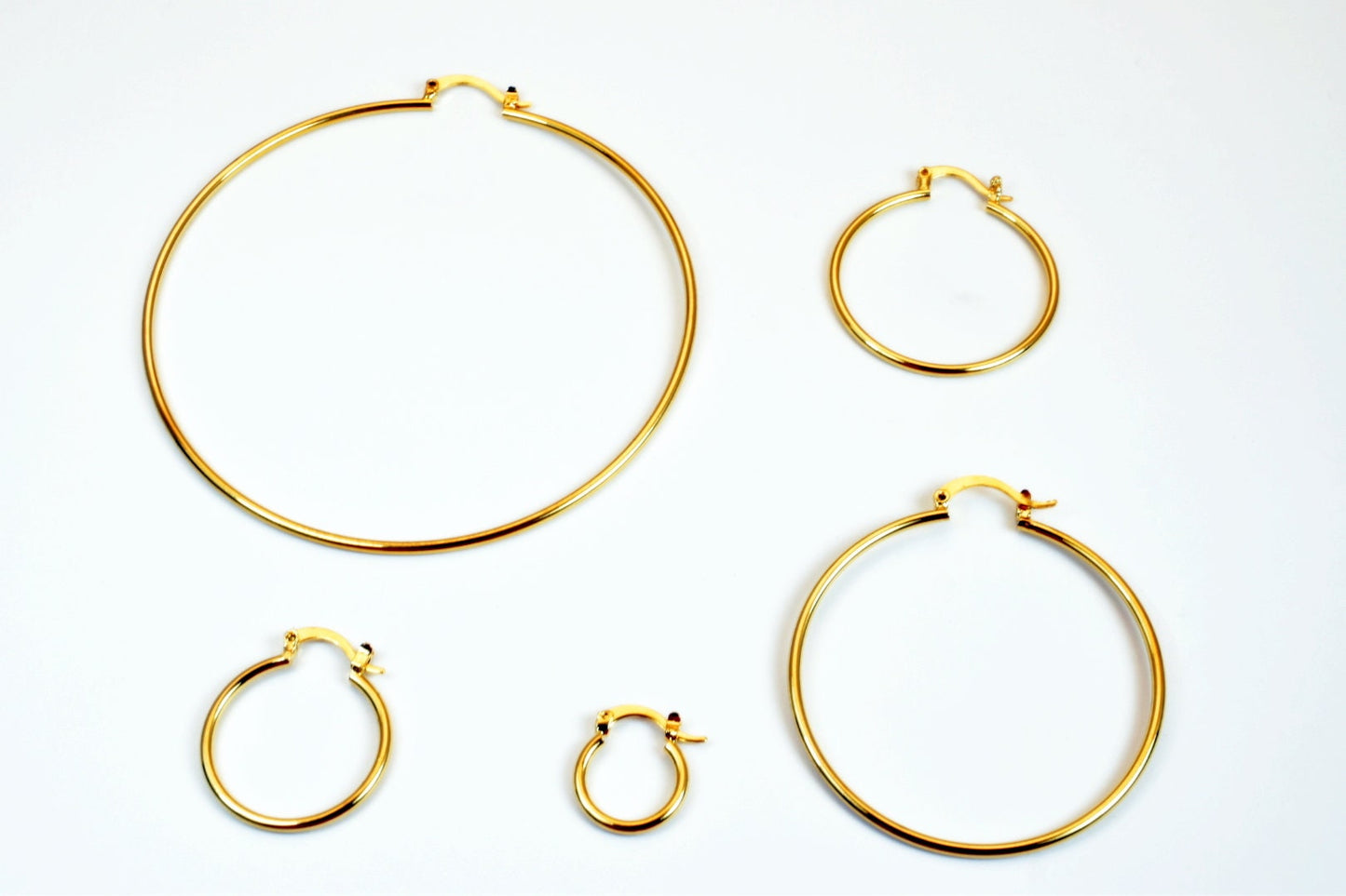Plain Hoop Earring 18K Gold Filled EP Findings Size 15mm/20mm/25mm/30mm/35mm/40mm/50mm personalize Ladies Girls Jewelry Making 1.5mm thick