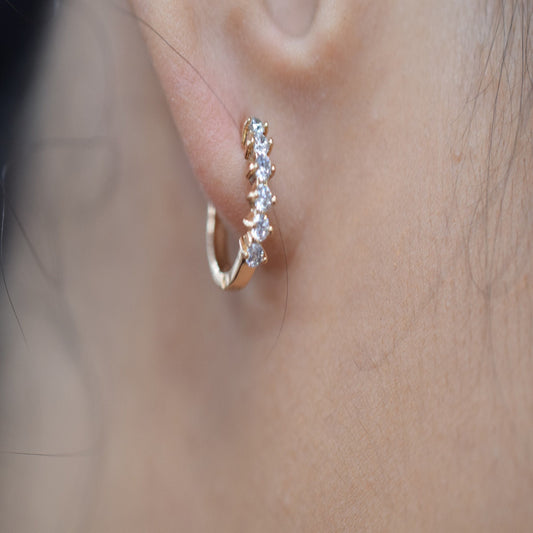 Hoop Hugging Earring 18Kt Gold Filled EP Earring Findings With Clear Cubic Zircon Gorgeous Ladies Girls Size 14mm For Jewelry Making 11K5