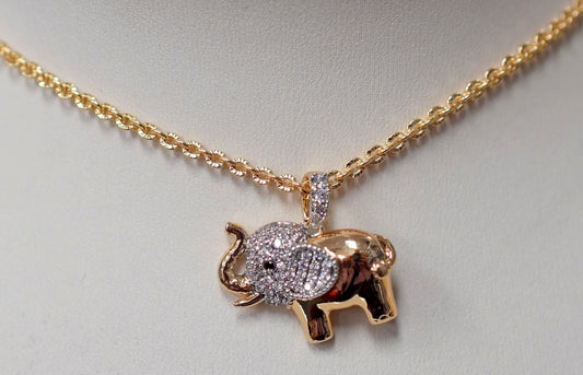 18Kt as Gold Filled* Elephant Pendant Charm Size 22x20mm With CZ Cubic Zircon Stone as Gold Filled* Pendant For Jewelry Making GP155
