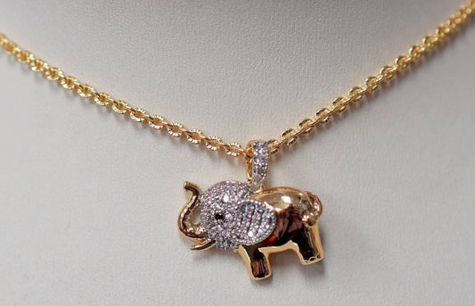 18Kt as Gold Filled* Elephant Pendant Charm Size 22x20mm With CZ Cubic Zircon Stone as Gold Filled* Pendant For Jewelry Making GP155