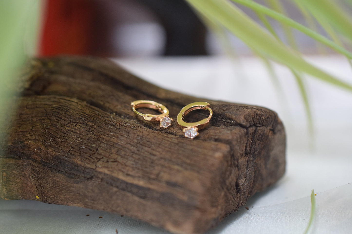 Hoop Hugging Earring 18Kt Gold Filled EP Earring Findings With Clear Cubic Zircon Diamond Look Gorgeous Ladies Girls Size 15mm For Jewelry