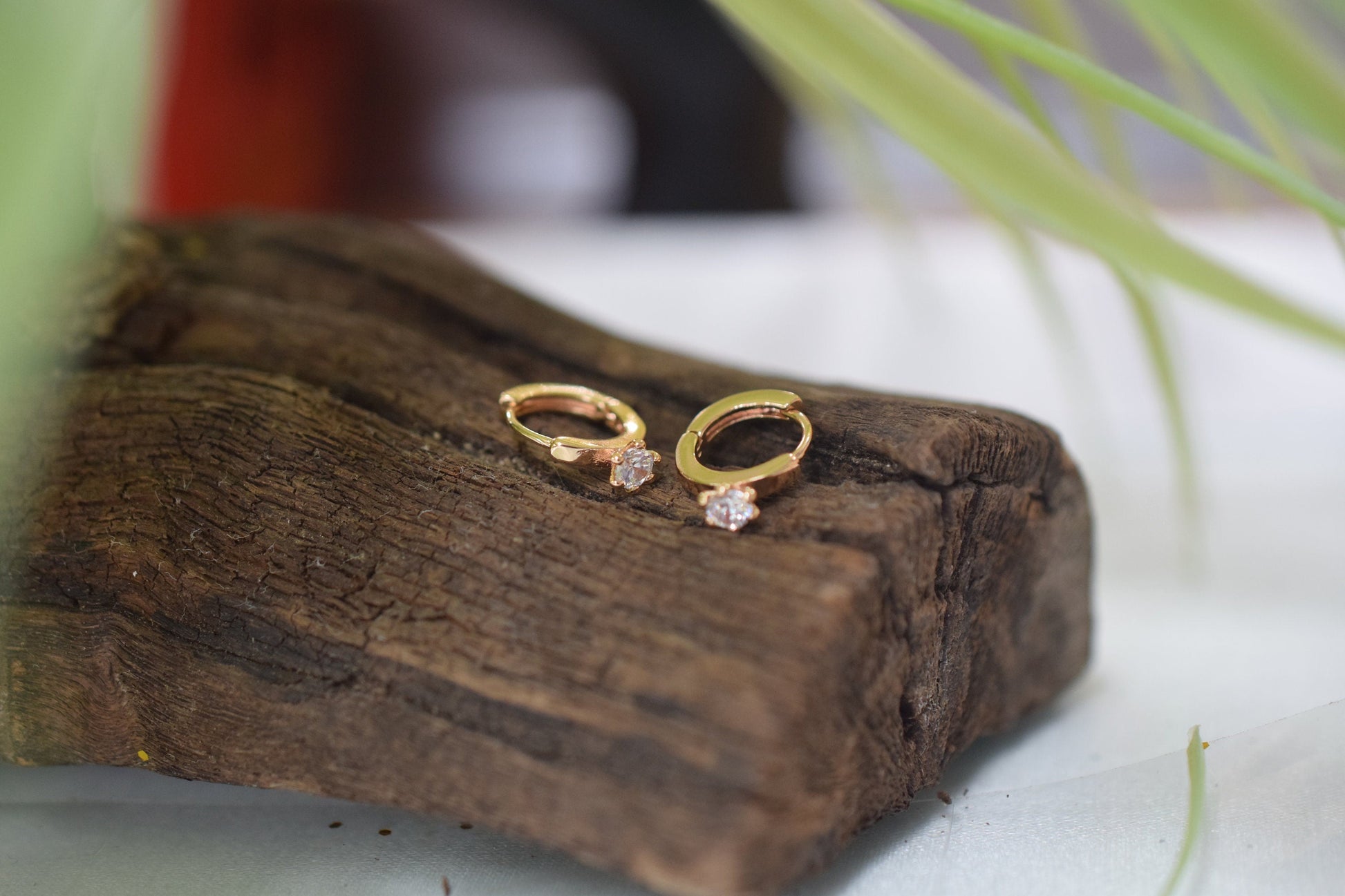 Hoop Hugging Earring 18Kt Gold Filled EP Earring Findings With Clear Cubic Zircon Diamond Look Gorgeous Ladies Girls Size 15mm For Jewelry