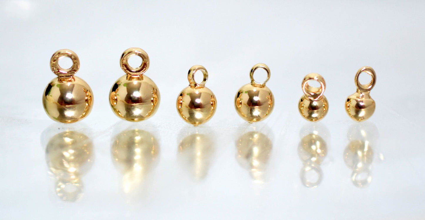 18K Gold Filled EP Plain Hanger Beads Size 3mm/4mm/5mm/8mm/10mm/12mm and Tear drop hanger Gold Filled Ball Beads Jewelry Making