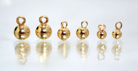 6 PCs/Pack 18K Gold Filled Hanger Beads, and tear drop Seamless Ball, Various Sizes 3mm, 4mm, 5mm,8mm,10mm,12mm Findings Beads Jewelry