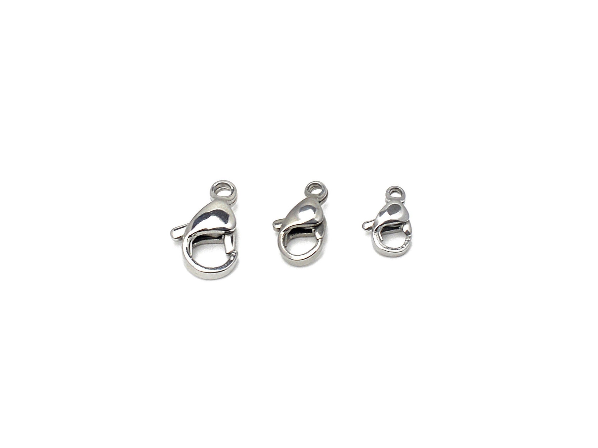 Stainless Steel Lobster Clasp 12PCs/Bag different Sizes 9x5mm/11x6mm/11x5mm/13x6mm/13x8mm/15x7mm Jewelry Finding Parts For Jewelry Making