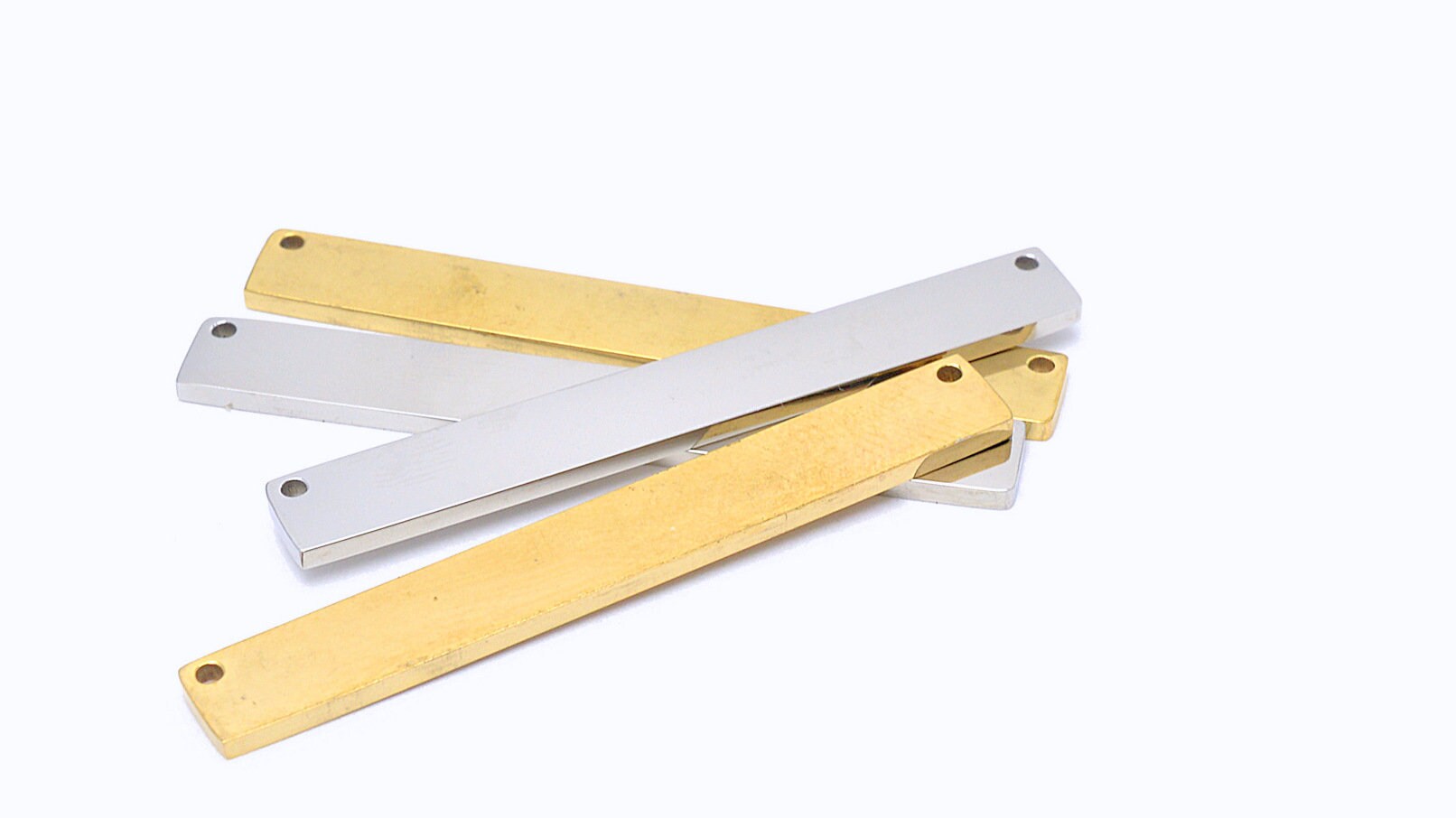 Bar Connector 18K Gold Filled and Stainless Steel Name Bar/Log with two hole to hold 45mmx6mm and 40mmx7mm