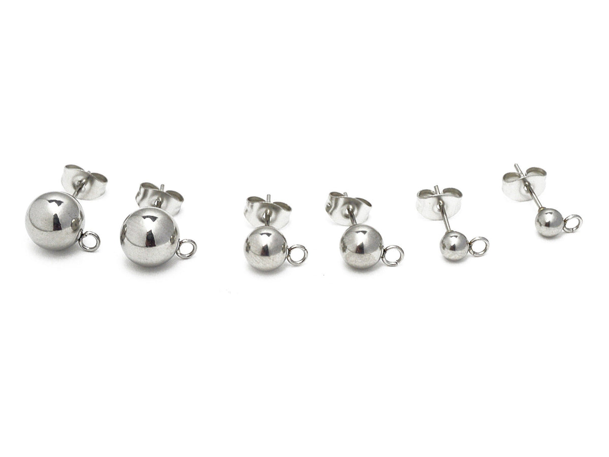 hypoallergenic Stainless Steel Hook Earring Wire Coil / Lever Back / Ball Stud Earrings / Flat Stud Earrings Findings For Jewelry Supplier