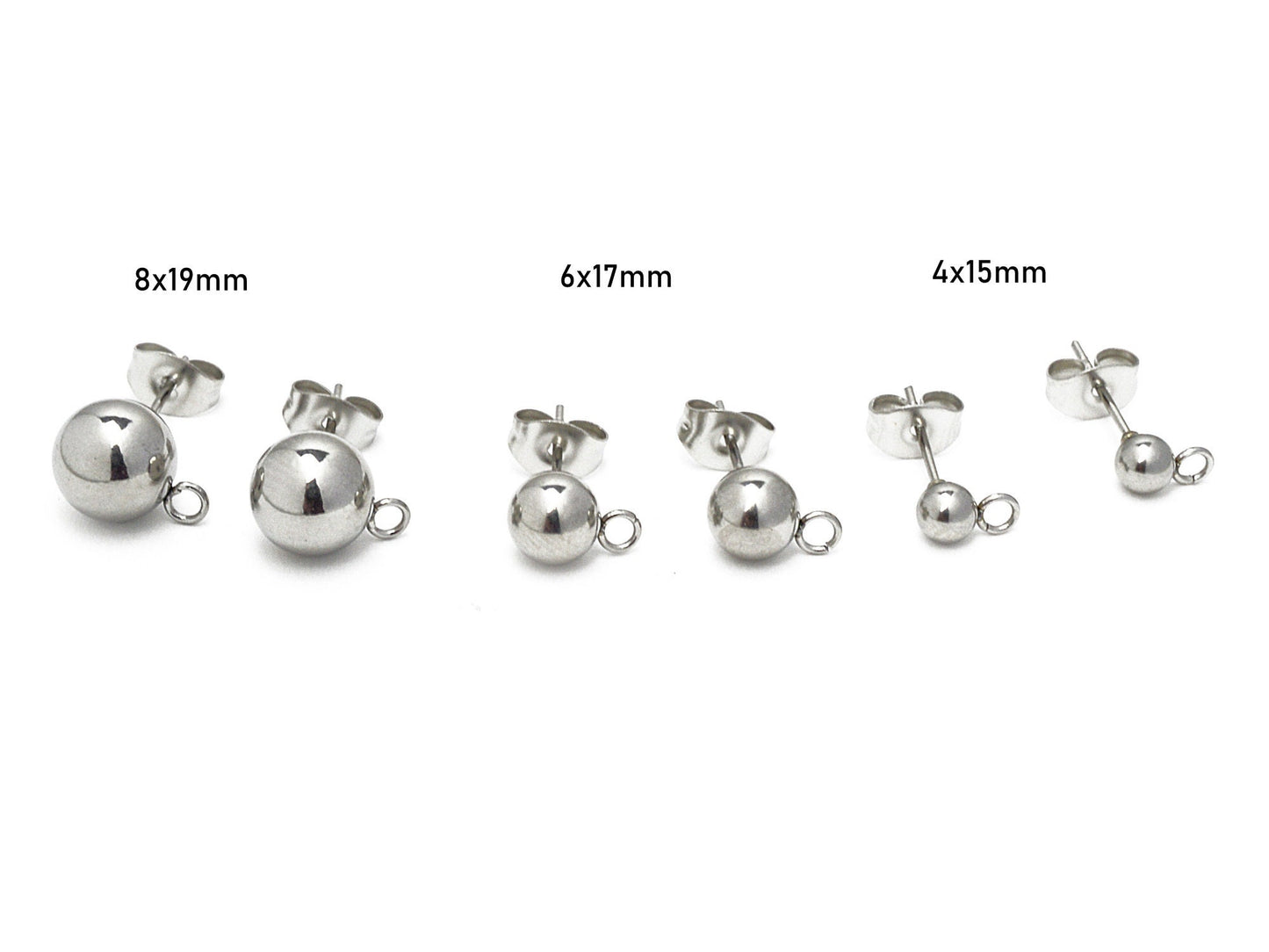 hypoallergenic Stainless Steel Hook Earring Wire Coil / Lever Back / Ball Stud Earrings / Flat Stud Earrings Findings For Jewelry Supplier