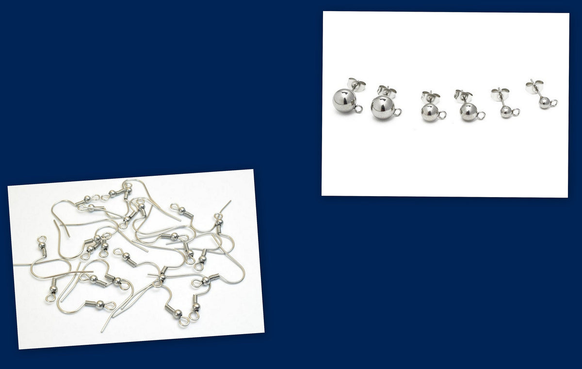 hypoallergenic Stainless Steel Hook Earring Wire Coil / Lever Back / Ball Stud Earrings / Flat Stud Earrings Findings For Jewelry Supplier