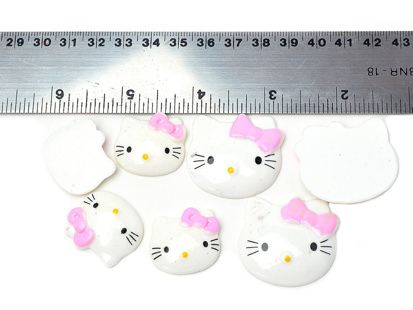 Plastic Flat Back Kitty Face Pink/Glitter clear/White 14x15mm/18x20mm/23x25mm/30x33mm for Cloth/Shoe/Decoration or Jewelry Making 10 PCs/Bag