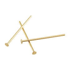 18K Gold Filled Head Pin Flat Back 20mm/30mm/50mm and Eye Pin 16mm/40mm/50mm Findings for make Jewelry 10 PCs/Pack - BeadsFindingDepot