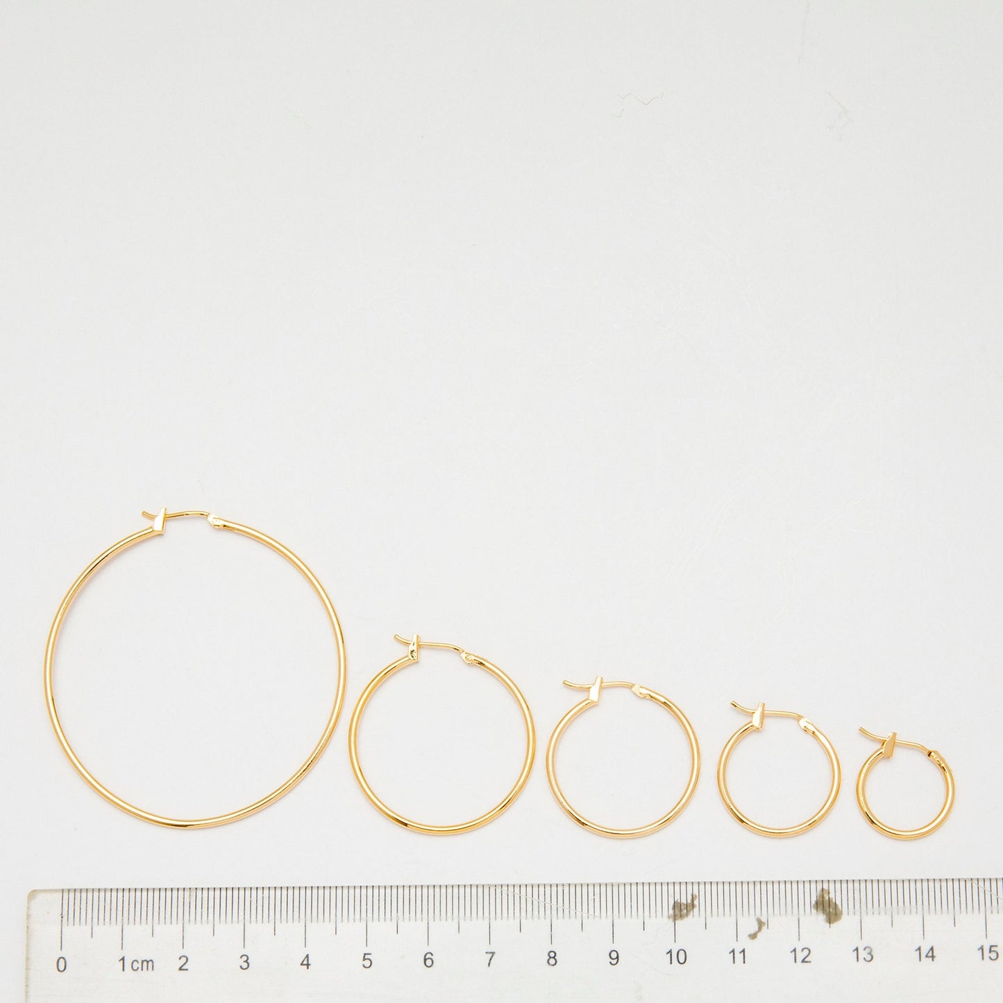 Round Plain Hoop Earring Gold Filled EP 18K , Jewelry Making 5 sizes Hoop Earrings, thickness 2mm