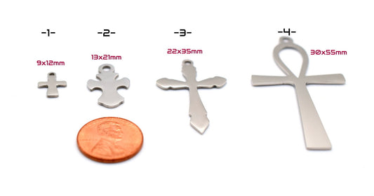 Stainless Steel Heart, Elephant, Crosses and Ankh Charm For Jewelry Making