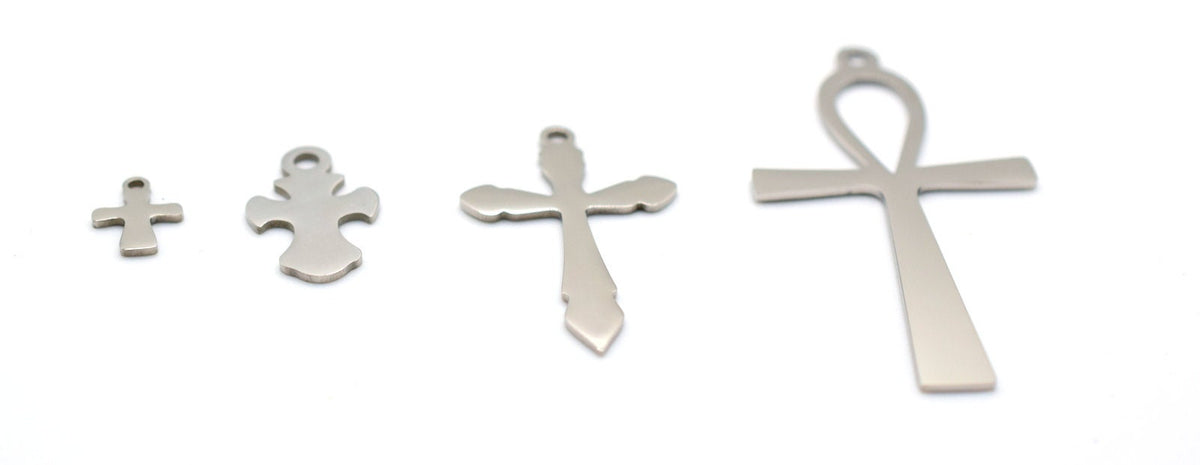 Stainless Steel Heart, Elephant, Crosses and Ankh Charm For Jewelry Making