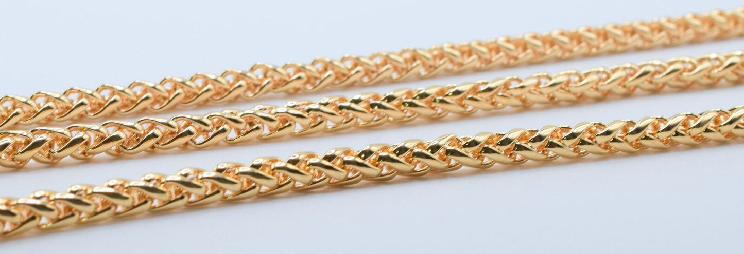 3 Foots 4mm Gold Filled Wheat Chain, 18K Gold Filled Findings For Jewelry Making GFC126H