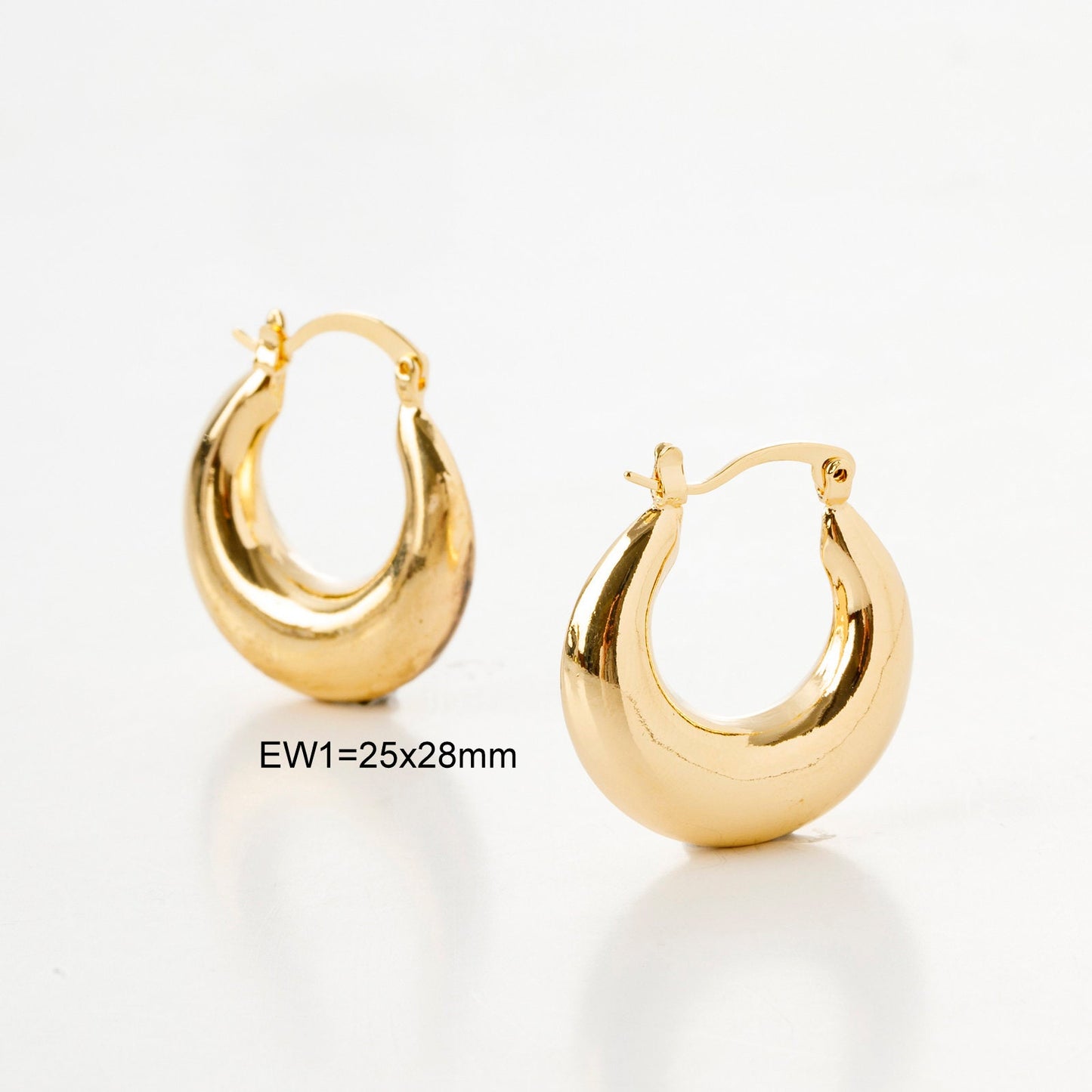Moon Round Oval Hoop Earring Gold Filled EP 18K , Jewelry Making 5 designs Hoop Earrings
