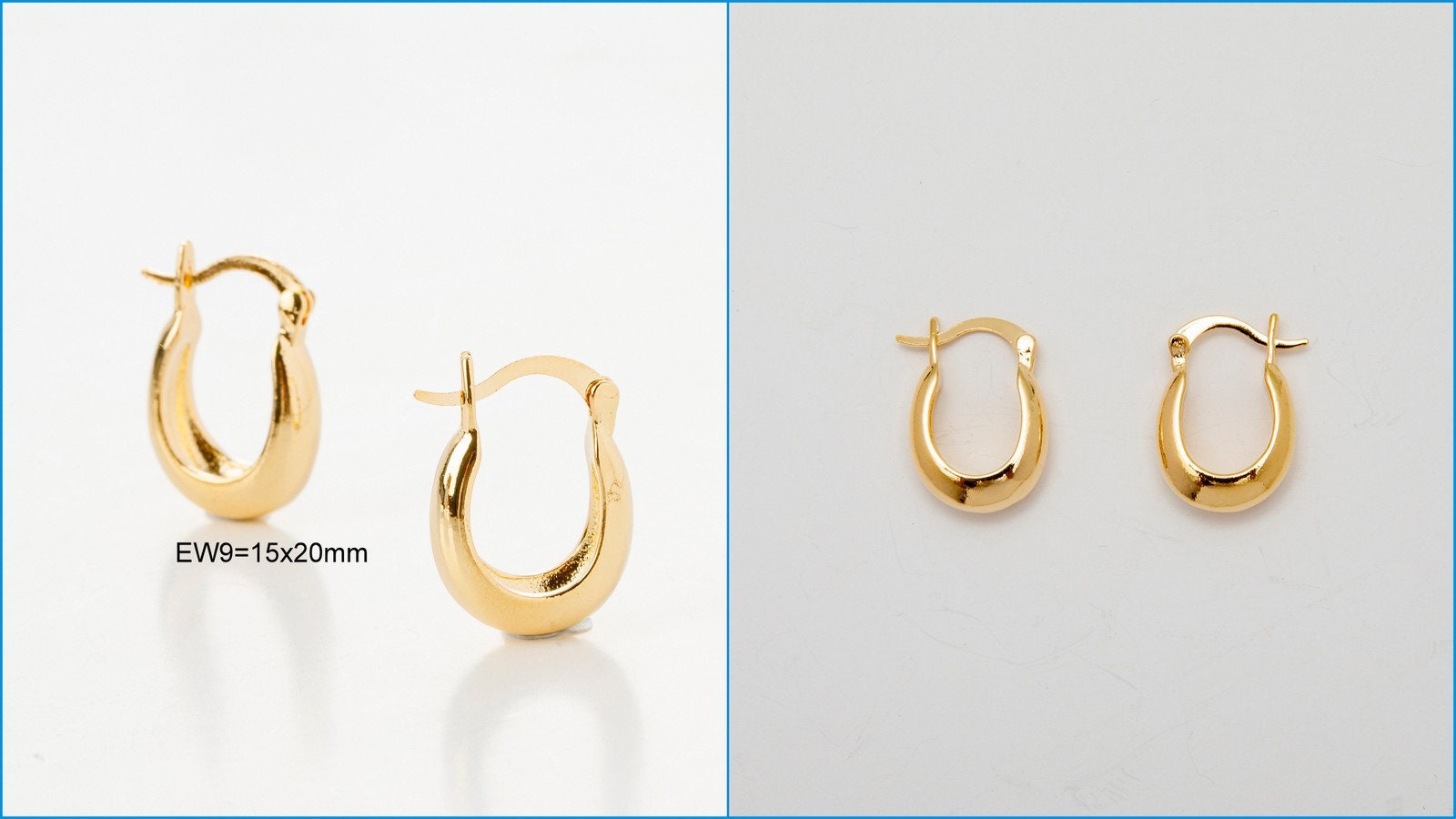 Rectangle Round Oval Hoop Earring Gold Filled EP 18K , Jewelry Making 6 designs Hoop Earrings Big and Light Weight