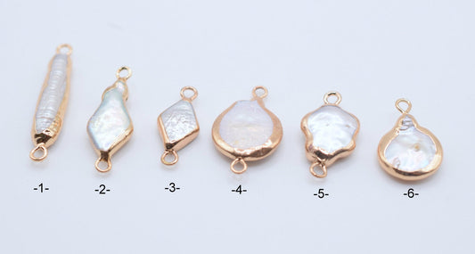 Fresh Water Pearl Connector with Gold Plated Frame Beads High Quality Horizontal 7 designs