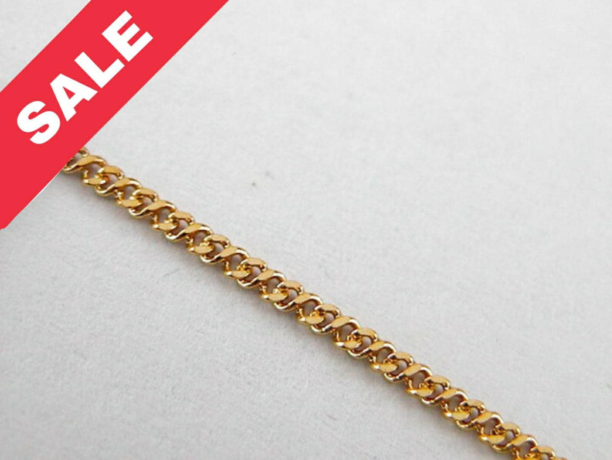 1.1mm Gold Plated* tarnish resistant Curb Chain 18K GFC034 Sold by Foot