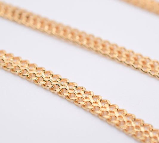 3 Feet 18K Gold Filled Flat Link Bismarck Cuban Chain, Width 6mm Thickness 1.5mm  Finding Chain for Jewelry Making GFC128H - BeadsFindingDepot