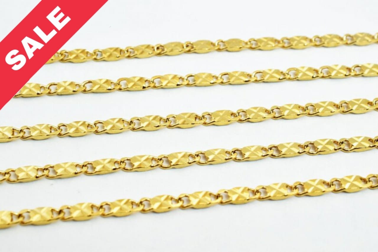 2.5mm 18K Gold Plated* tarnish resistant Chain Sold by Foot For Jewelry Making GFC075
