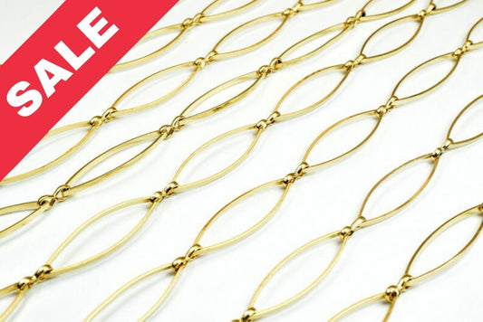 8mm Gold Plated* Marquis Chain Size 27.5x8mm as Gold Plated* Bohemian Finding Chain For Jewelry Making GFC081 Sold by Foot