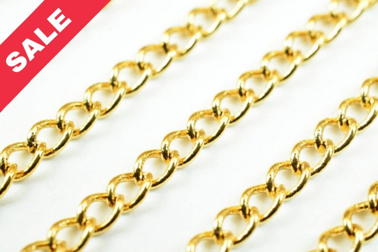 18K Gold Plated* tarnish resistant Cable Chain, Link Chain GFC068 Sold by Foot For Jewelry Making