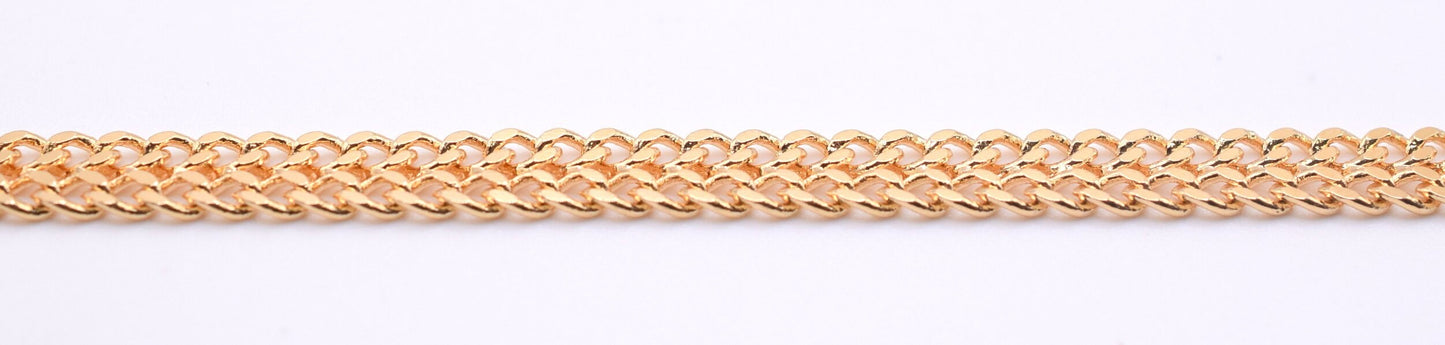 3 Feet 18K Gold Filled Flat Link Bismarck Cuban Chain, Width 6mm Thickness 1.5mm  Finding Chain for Jewelry Making GFC128H