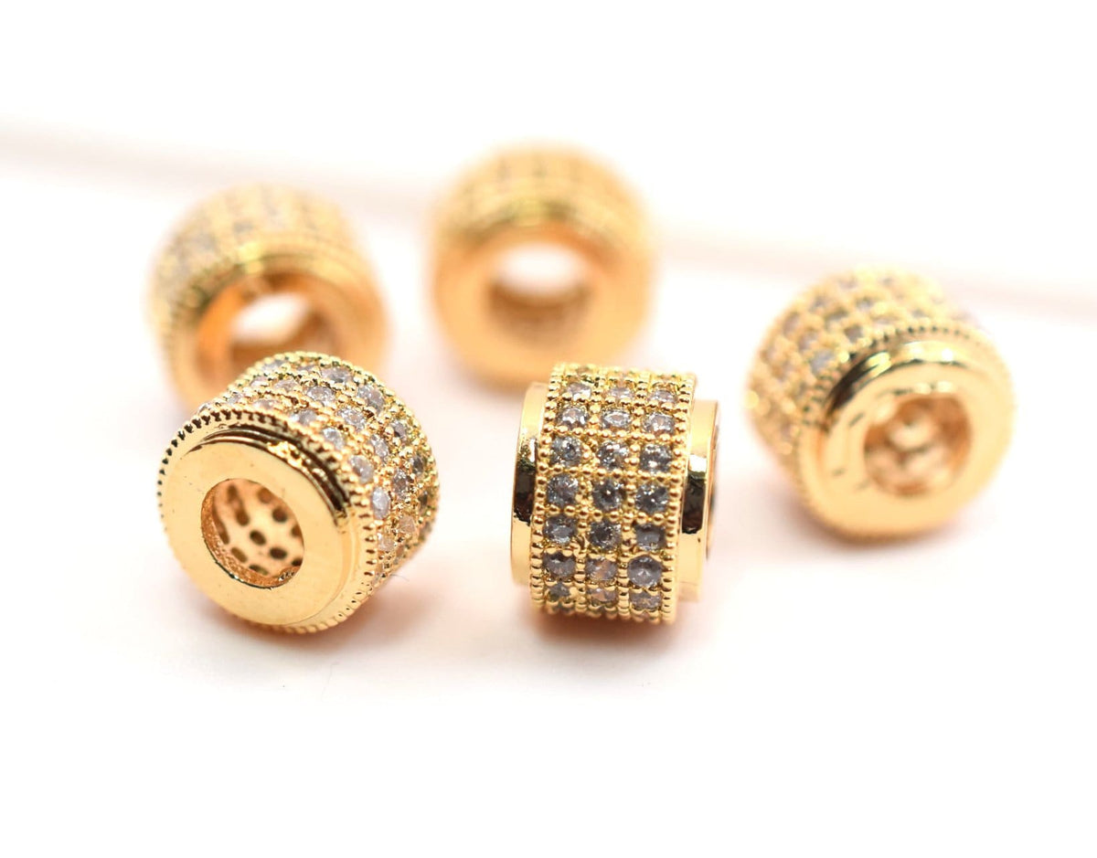 Beaded Jewelry 6mm/8mm/10mm/11mm/12mm/7x9mm  Roundel/Spacer 18k Gold Filled  Micro Pave Beads with Clear CZ Cubic Zircon  Sale 3 PCs/PK Etsy