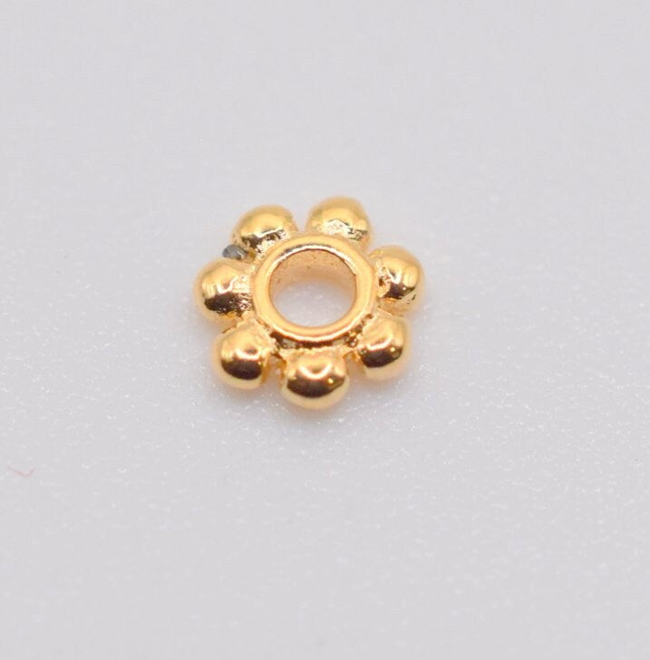 18K Gold Filled Rondel Flower Spacer Beads  Various Sizes 7mm, 4mm,6mm,8mm Beads Jewelry USA Seller Sold 12 PCs/ PK