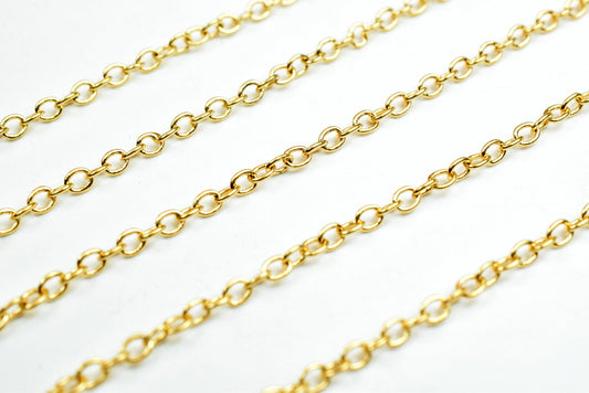 1.5mm cable round link chain Gold Plated 18k GFC003 sold by foot Findings for jewelry supplier and wholesale customize your necklace