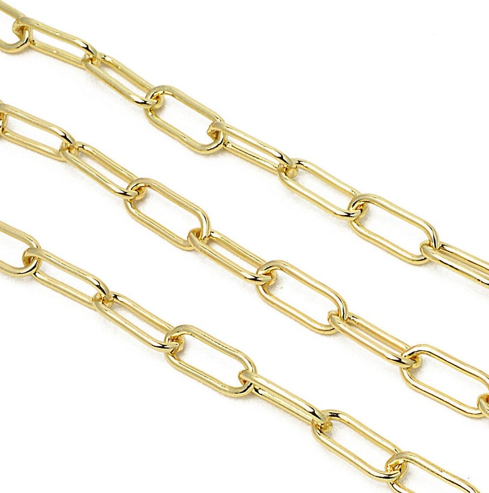 17x7mm Gold Plated clip chain 14k gfc102b sold by foot , 2mm thickness