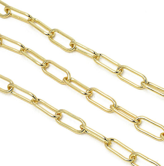 17x7mm Gold Plated clip chain 14k gfc102b sold by foot , 2mm thickness