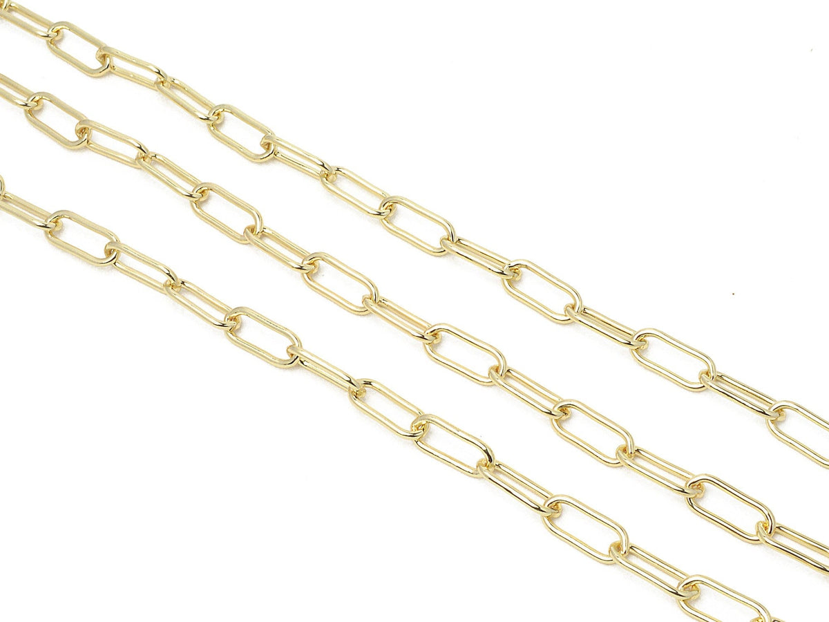 17x7mm Gold Plated clip chain 14k gfc102b sold by foot , 2mm thickness