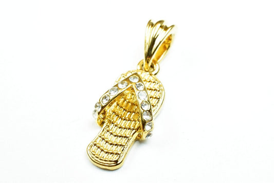 18k as gold filled* sandals size 22x11mm 3d slippers footwear cubic zirconia pendant charm for necklace jewelry making gp145