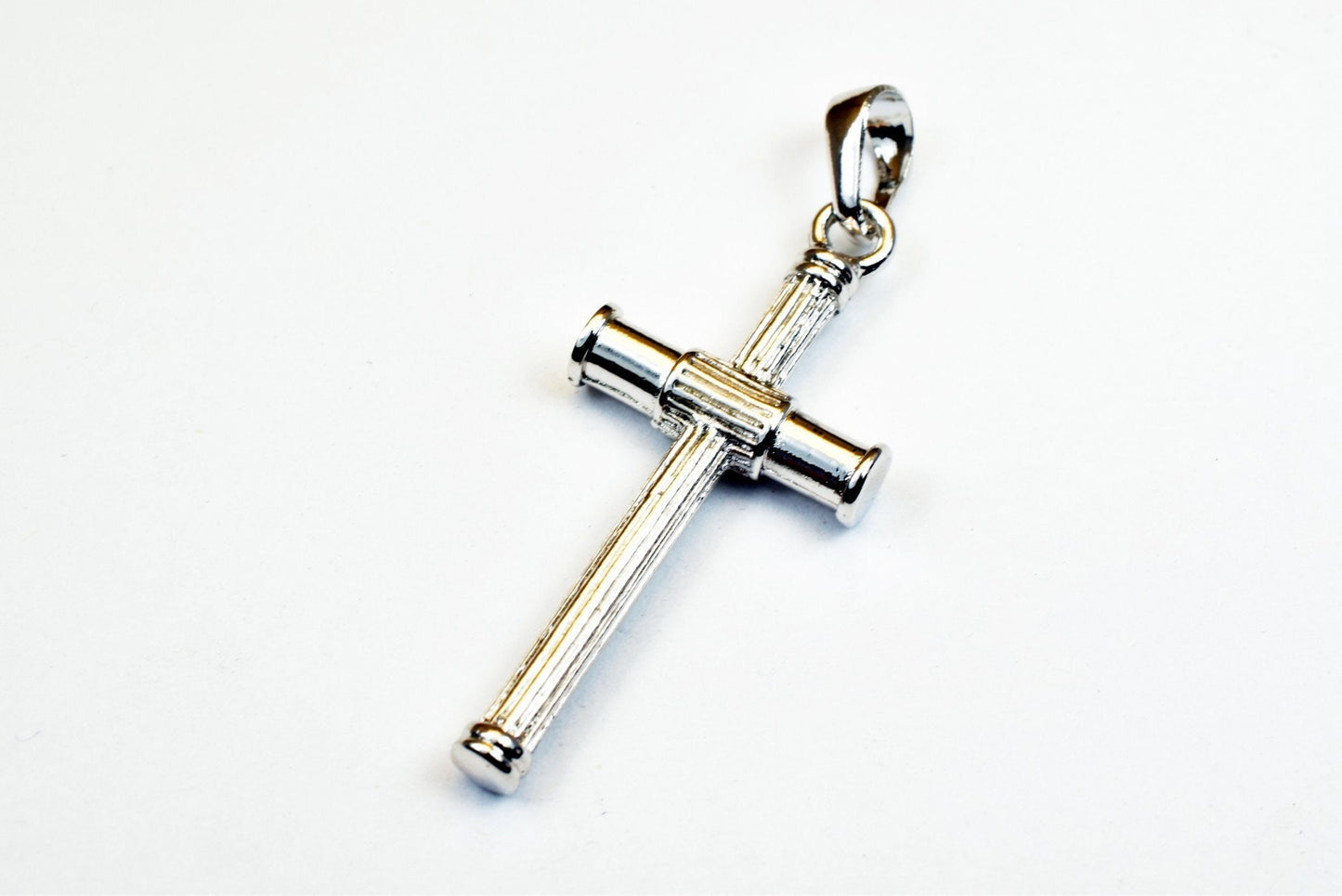 White as as gold filled* tarnish resistant cross pendant rhodium charm size 40x18mm thickness 5mm findings for jewelry making