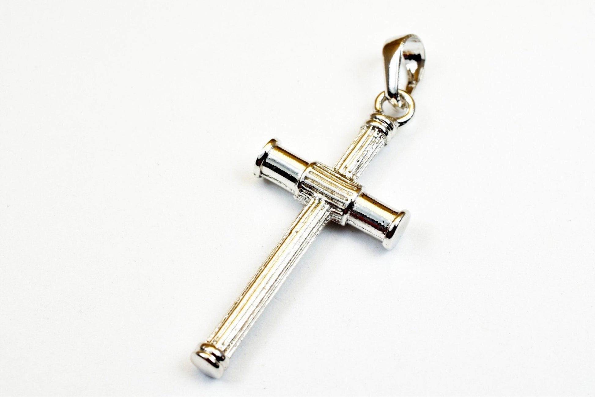 White as as gold filled* tarnish resistant cross pendant rhodium charm size 40x18mm thickness 5mm findings for jewelry making