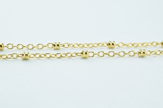 New as Gold Plated* chain 18k spacer size 2mm chain size 1mm for jewelry making gfc57 sold by foot